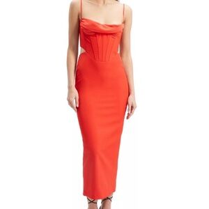Bardot Strapless Red Dress